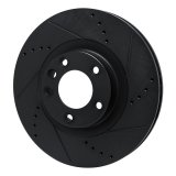 R1 2011-2018 Porsche Cayenne Left Front Drilled & Slotted Black Brake Rotor thumbnail 5