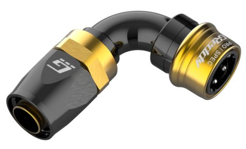 GReddy PRO/SPEC - 90 Degree AN16 Quick-Release Swivel Hose End(s) - Black / Gold anodized
