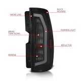Anzo 07-14 Chevrolet Suburban / 07-14 GMC Yukon Black Full LED Tail Light Plank Style w/ Smoke Lens thumbnail 3