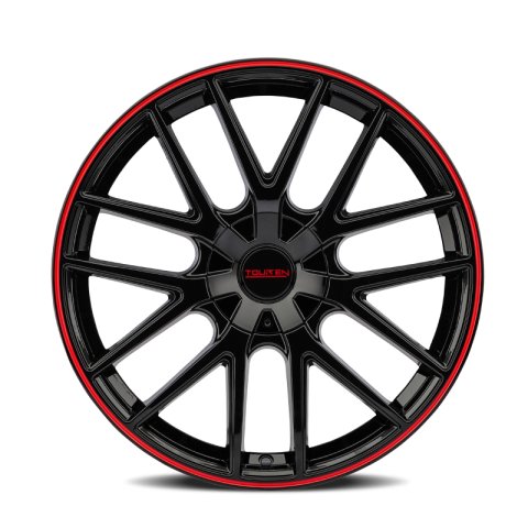 Touren 3260 TR60 17x7.5 / 5x108/114.3 BP / 42mm Offset / 72.62mm Hub Gloss Black w/ Red Ring Wheel thumbnail 1