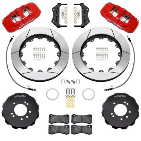 Wilwood 95-98 Nissan Skyline Aerolite 6R Front BBK w/ 14.00in Slotted Rotors & Flexlines - Red