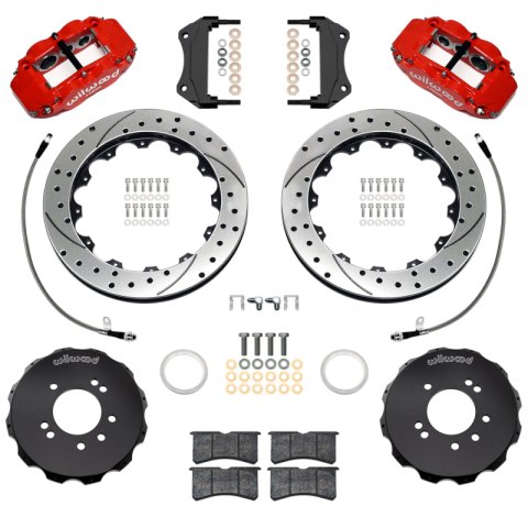 Wilwood 99-02 Nissan Skyline Superlite 6R Front BBK w/ 12.88in Slotted Rotors & Flexlines - Red