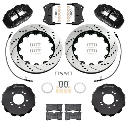 Wilwood 99-02 Nissan Skyline Superlite 6R Front BBK w/ 14.00in D/S Rotors & Flexlines - Black