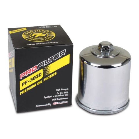 ProFilter Honda/Kawasaki/Polaris/Yamaha Spin-On Chrome Various Performance Oil Filter - Single thumbnail 1