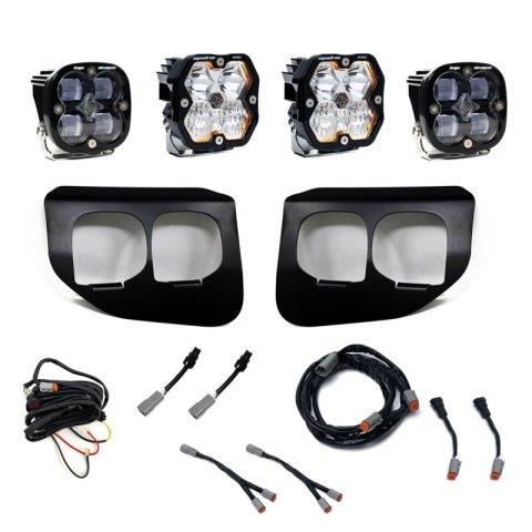Baja Designs 20-22 Ford Super Duty Squadron 2.0 Pro/SAE Dual Fog Pocket Kit (Driving/Combo) - Clear
