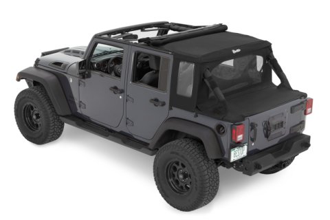 Bestop 07-18 Jeep Wrangler JK 4-Door Halftop Soft Top (Premium Black Twill) thumbnail 1