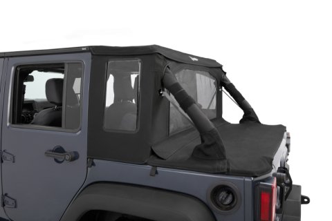 Bestop 07-18 Jeep Wrangler JK 4-Door Halftop Soft Top (Premium Black Twill) thumbnail 2