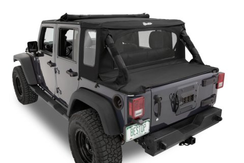 Bestop 07-18 Jeep Wrangler JK 4-Door Halftop Soft Top (Premium Black Twill) thumbnail 7