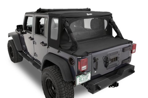 Bestop 07-18 Jeep Wrangler JK 4-Door Halftop Soft Top (Premium Black Twill) thumbnail 9