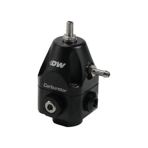 DeatschWerks Compact Carburetor Adjustable Fuel Regulator 6AN x4 Inlets - 6AN Return - Black