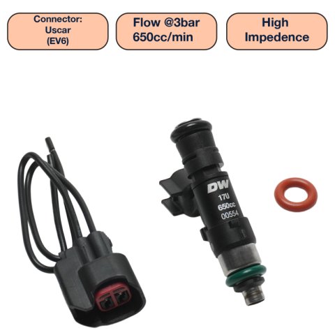 DeatschWerks Universal 650cc Single Fuel Injector / 48mm Length / 14mm O-Ring Seals