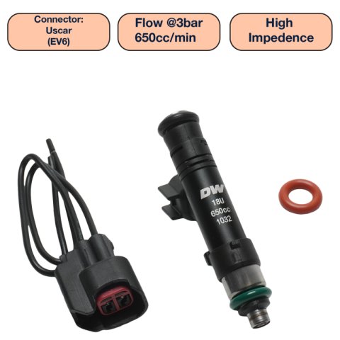 DeatschWerks Universal 650cc Single Fuel Injector / 60mm Length / 14mm O-Ring Seals thumbnail 1