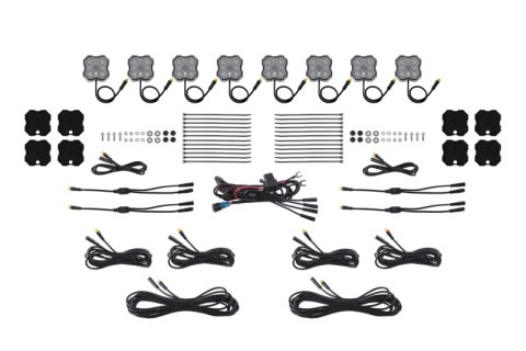 Diode Dynamics Rock Light - Red/White - M8 Magnet 8-Pack thumbnail 1