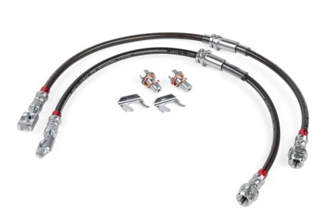 APR 05-22 Audi A3/05-22 Volkswagen GTI/Jetta/Passat Braided Stainless Steel Brake Line Set - Front thumbnail 1