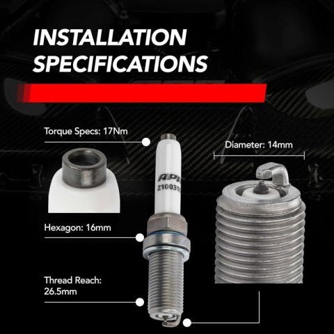 APR EA888.3/4/EA855.2/EA824 Iridium Pro Spark Plug - Heat Range 9 - 14mm x 26.5mm x 16mm - SINGLE thumbnail 4
