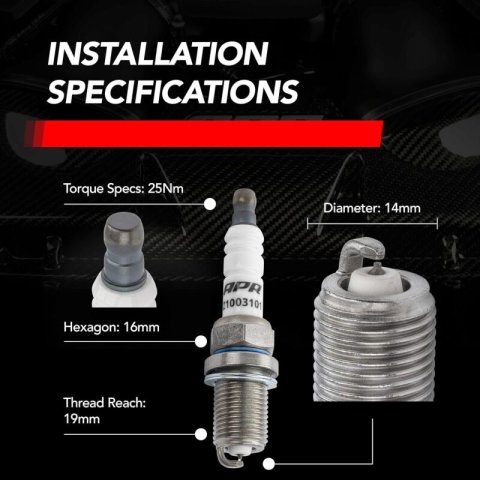 APR EA888.1/2/EA837/EA113 Iridium Pro Spark Plug - Heat Range 9 - 14mm x 19mm x 16mm - SINGLE thumbnail 3