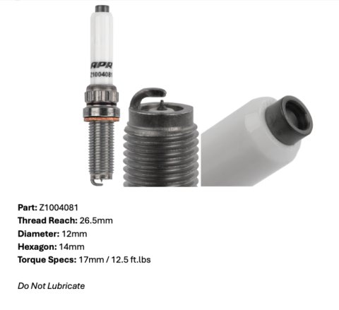 APR EA825/EA839/9A2 Iridium Pro Spark Plug - Heat Range 10 - 12mm x 26.5mm x 14mm - SINGLE thumbnail 5