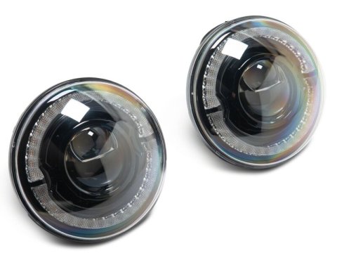 Raxiom 07-08 Jeep Wrangler JK Hi Output LED Headlights/Angel Eye DRL- Black Housing- Clear Lens thumbnail 8