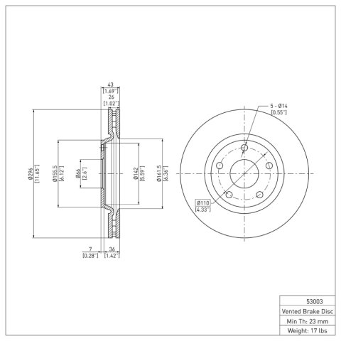 R1 04-12 Saturn Ion Front Brake Rotors w/Ceramic Pads & Hardware (1x dfc340-47028, 1x dfc600-53003, 1x rnc2310-1028-01, 1x rnc2310-1028-00) thumbnail 6
