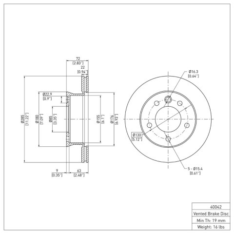 R1 02-06 Dodge Sprinter 3500 Front Carbon Coated Brake Rotor Set (2x dfc604-40042) thumbnail 4