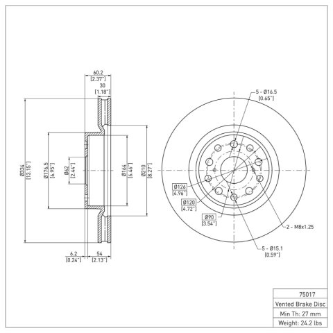 R1 07-17 Lexus LS460 Front & Rear Carbon Coated Brake Rotor Set (2x dfc604-75017, 2x dfc604-75018) thumbnail 2