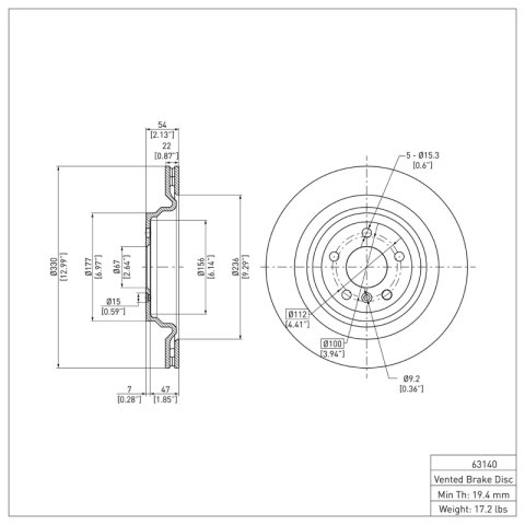 R1 12-19 Mercedes-Benz GLE500 Rear Carbon Coated Brake Rotor Set w/Optimum OE Pads and Hardware (2x dfc604-63140, 1x rnc2551-1630-01) thumbnail 5