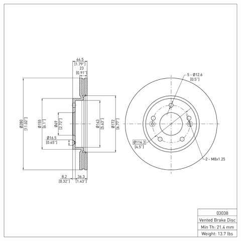 R1 11-16 Hyundai Elantra Front & Rear GEO-Carbon Rotors w/Optimum OE Pads & Hardware (Bundled Kit) thumbnail 2