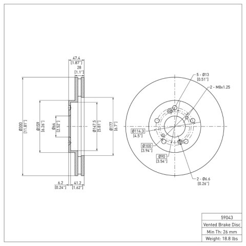 R1 03-08 Honda Pilot Front & Rear Carbon Coated Brake Rotor Set w/Optimum OE Pads and Hardware (Bundled Kit) thumbnail 6