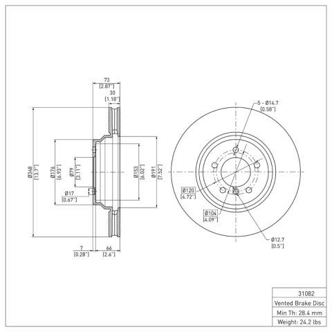 R1 07-15 BMW 335is Front Brake Rotor Set (2x dfc600-31082)