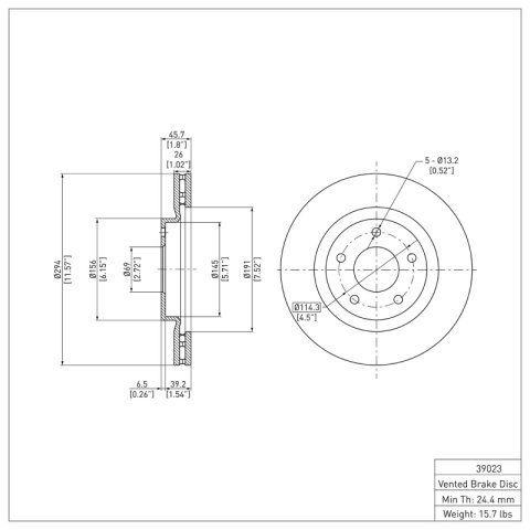 R1 07-24 Chrysler Sebring Front Brake Rotor Set (2x dfc600-39023) thumbnail 2