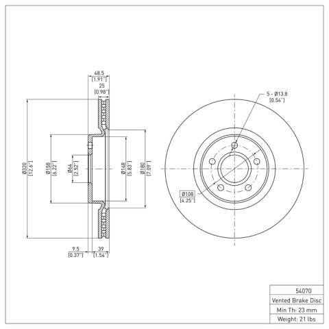 R1 04-19 Ford Transit Connect Front Brake Rotor Set (2x dfc600-54070) thumbnail 3