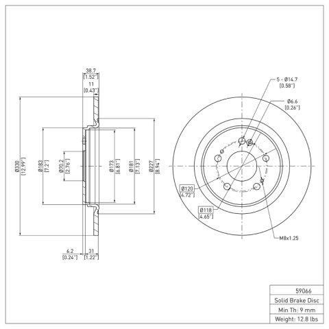 R1 18-25 Honda Odyssey Rear Brake Rotor Set (2x dfc600-59066) thumbnail 3