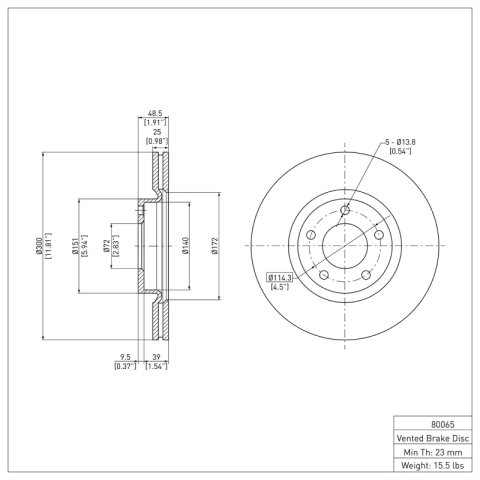 R1 04-15 Mazda 3 Sport Front Brake Rotor Set (2x dfc600-80065) thumbnail 2