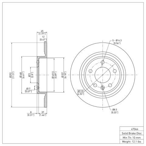 R1 11-19 Buick Cascada Rear Brake Rotor Set w/Optimum OE Pads and Hardware (2x dfc600-47044, 1x rnc2551-1468-01) thumbnail 2