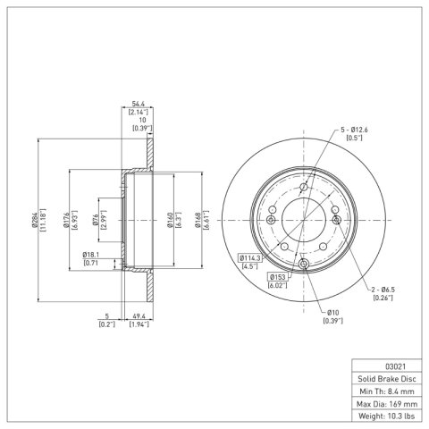 R1 14-19 Hyundai Sonata Rear Brake Rotor Set w/Ceramic Pads and Hardware (2x dfc600-03021, 1x rnc2310-1157-01) thumbnail 5
