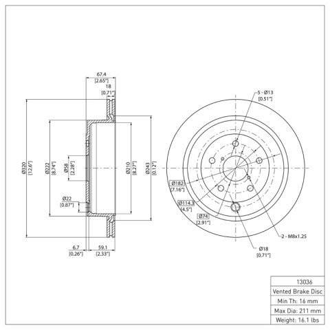 R1 06-14 Subaru Tribeca Front & Rear Brake Rotor Set w/Ceramic Pads and Hardware (Bundled Kit) thumbnail 3