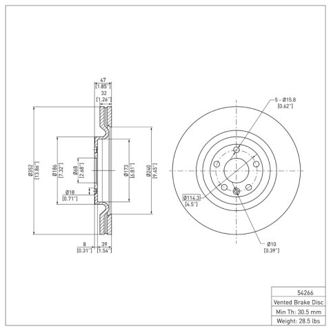 R1 13-19 Lincoln MKS Front & Rear Brake Rotors w/Ceramic Pads & Hardware (Bundled Kit) thumbnail 3