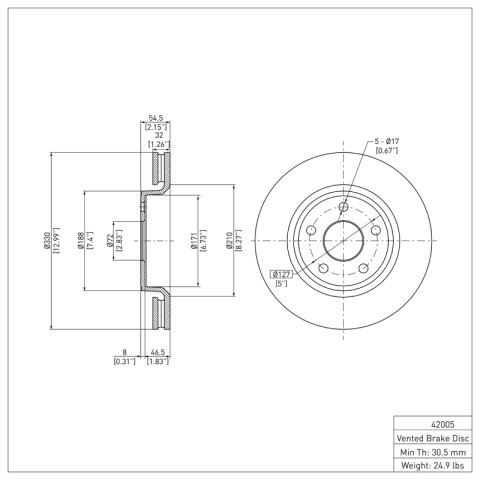 R1 11-22 Dodge Durango Front Brake Rotor Set w/Super Duty Pads and Hardware (2x dfc600-42005, 1x rnc2214-1904-11)