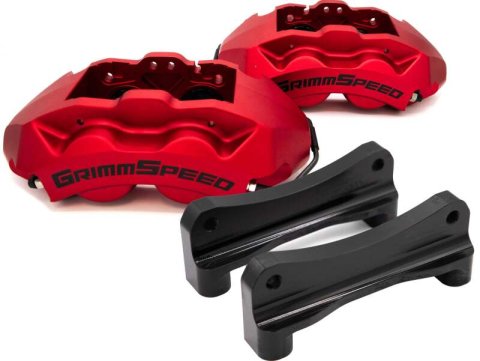 GrimmSpeed 02-21 Subaru WRX/STI 4-Piston Brake Caliper Kit - Red (For 340mm Rotor) thumbnail 1