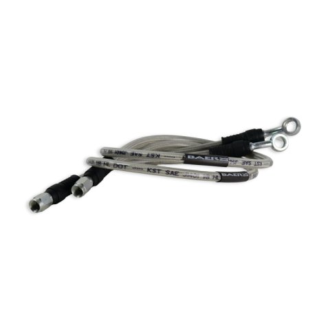 Baer Brakes 23in Long Braided Hose Set w/ 3AN Female Straight x 10mm 20 Degree Banjo Ends