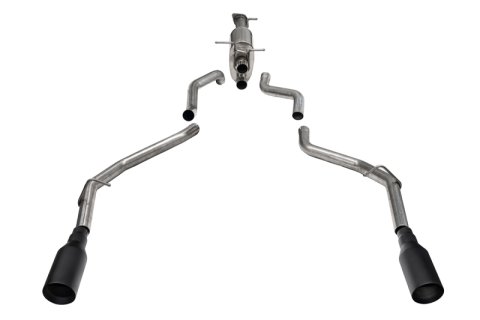Corsa 2019+ Ram 1500 5.7L HEMI 3.0in Catback w/ 5.0in Flat Cut Dual Rear Exit Black Tips thumbnail 1