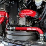 Wehrli 03-09 Cummins 5.9L/6.7L Upper Coolant Pipe - Cat Yellow thumbnail 5
