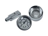 NAMZ HD Twin Cam/M8 NOS Chrome Oil Pressure Gauge Kt Blk Face/Liquid Filled/Billet Alum Cup/Chrome thumbnail 2