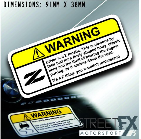Z DRIVER VISOR Warning Sticker Decal thumbnail 2