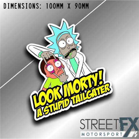 Look Morty A Stupid Tailgater Sticker Funny Culture Vinyl Meme Quirky Car  4x4 thumbnail 1