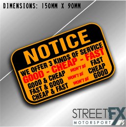 Notice we Offer 3 Kinds of Service Yellow Sticker Decal 4x4 4WD Camping Caravan thumbnail 1