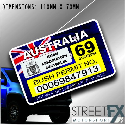 Bush Permit Rego Labal Sticker Decal 4x4 4WD Camping Caravan Trade Aussie thumbnail 2