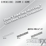 Don't like my Driving call 1800 Tracy Grimshaw Sticker White Funny meme car 4x4 thumbnail 1