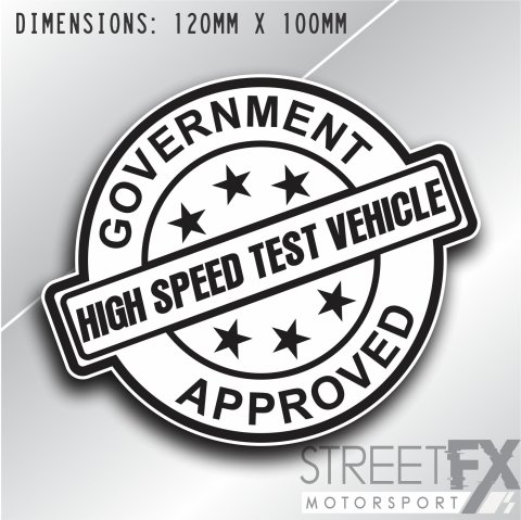 Government High Speed Test Vehicle Sticker Decal V8 Speed Hoon Turbo Tuned thumbnail 2