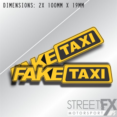 2x FAKE TAXI Sticker Window Decal Funny JDM Drift Turbo Hoon Race Car AU 4x4 thumbnail 1